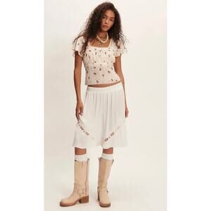 NWT FREE PEOPLE Prairie Field Top | Swan Combo | Size M